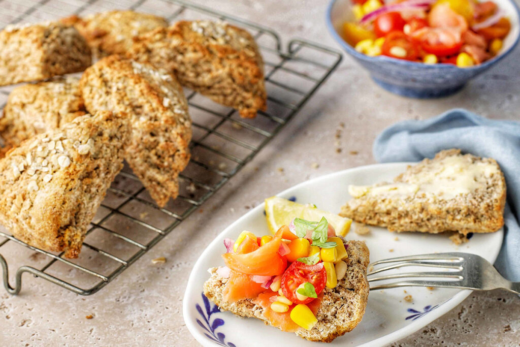 Wholemeal Wedges with Corn & Salmon Salad
