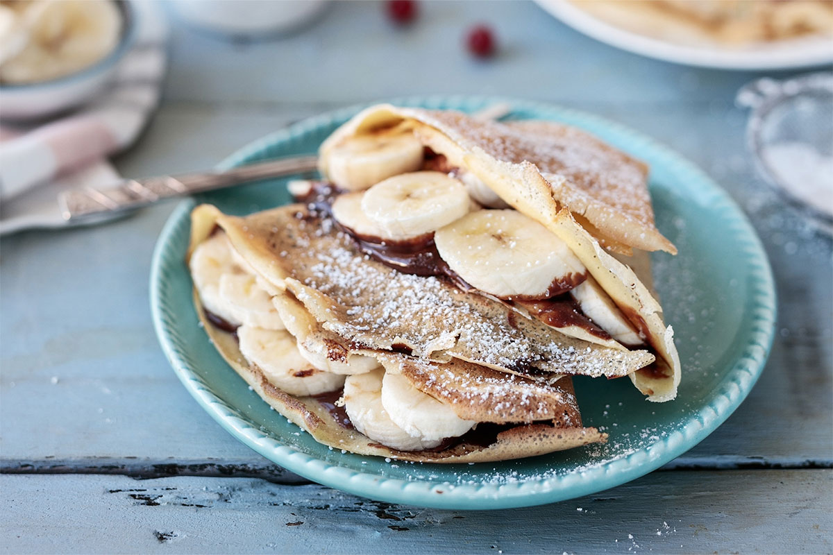 Crepe Style Pancakes with Banana and Chocolate