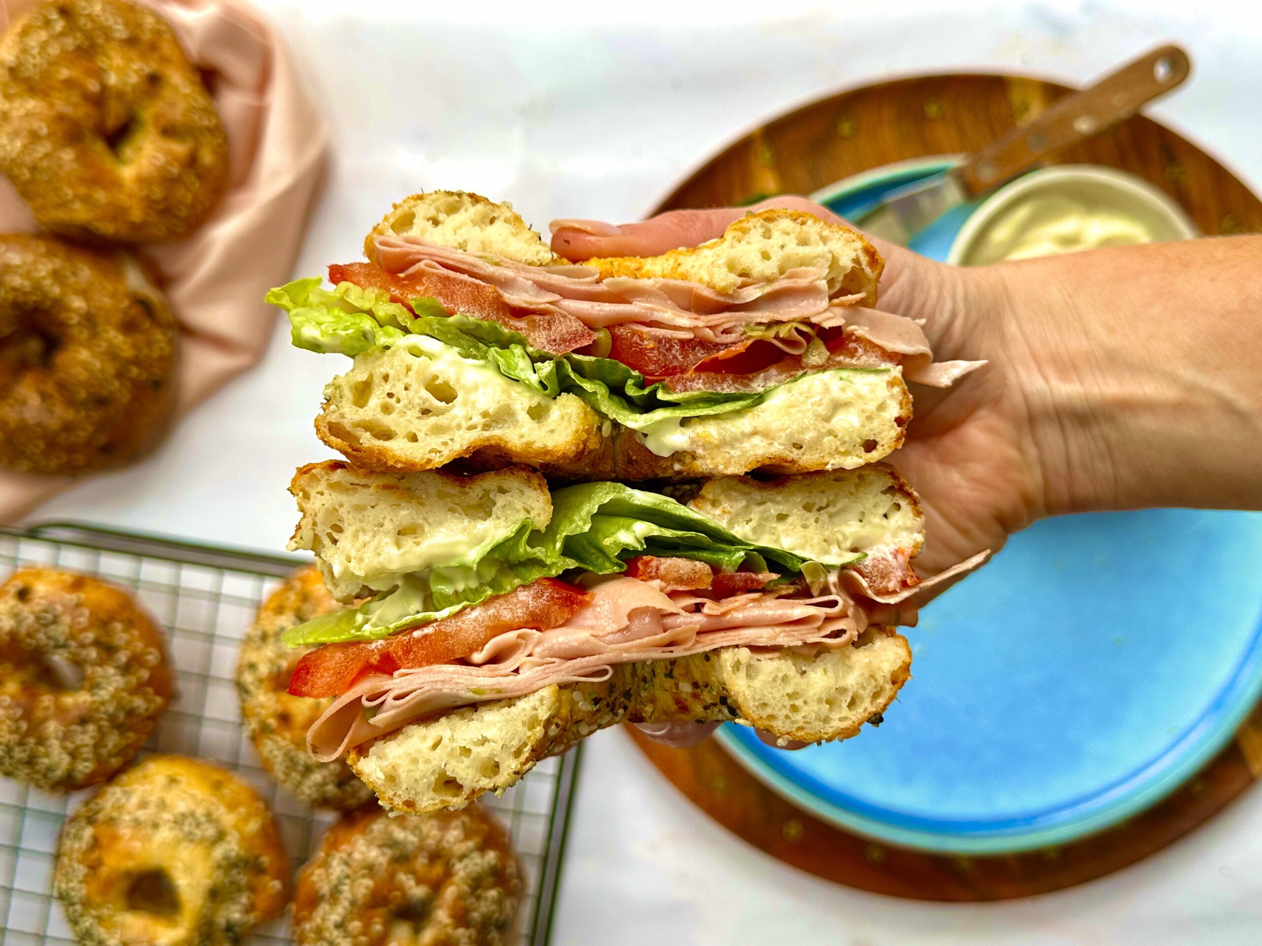 Air Fryer Protein Bagels