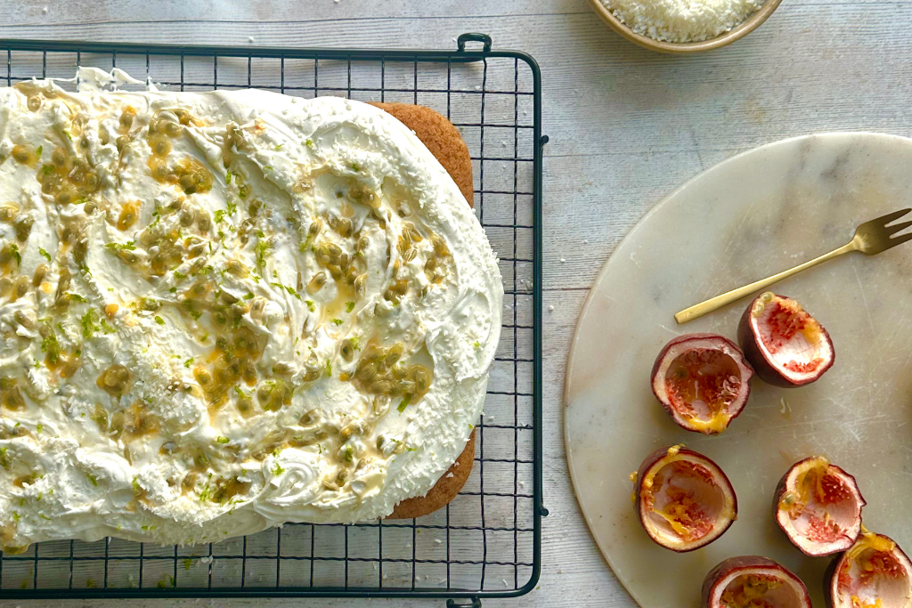 Coconut and Passionfruit traybake